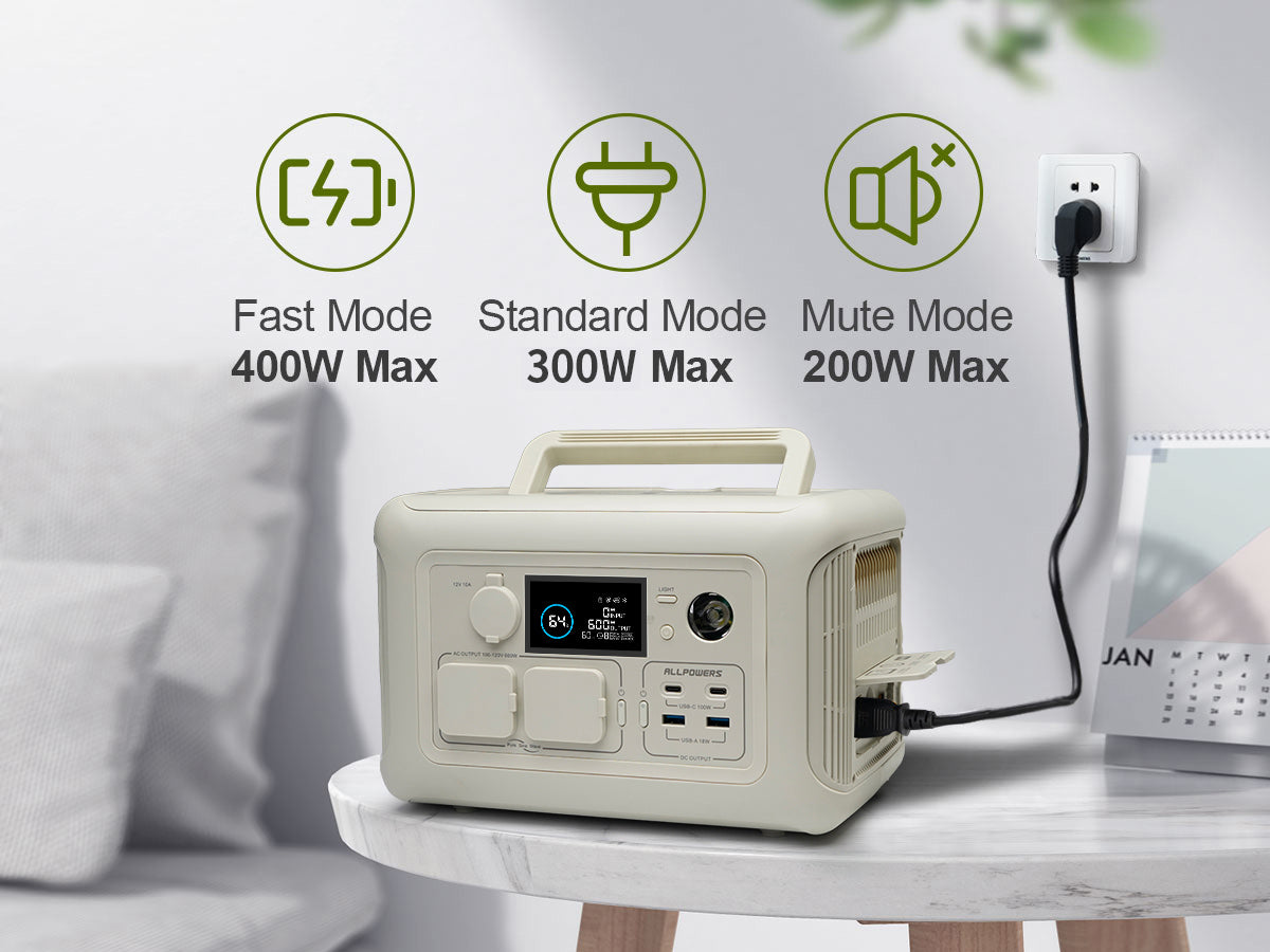 POWERS R600 Portable Generator 600W Power Station With AC Outlets 299Wh LiFePO4 Battery For Camping 1