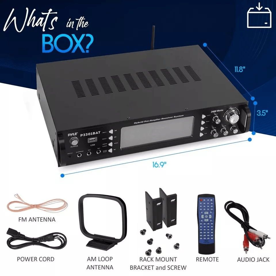 Pyle Hybrid Amplifier Receiver Bluetooth AUX USB RCA Inputs 6