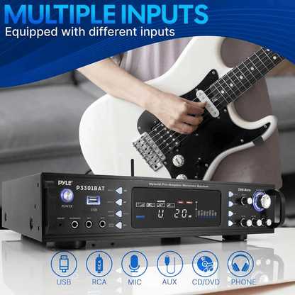 Pyle Hybrid Amplifier Receiver Bluetooth AUX USB RCA Inputs 3