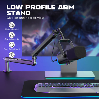 Professional Microphone Boom Arm, djustable Desk Mount Stand for Streaming Podcasting, Cable Management, 360 Rotations