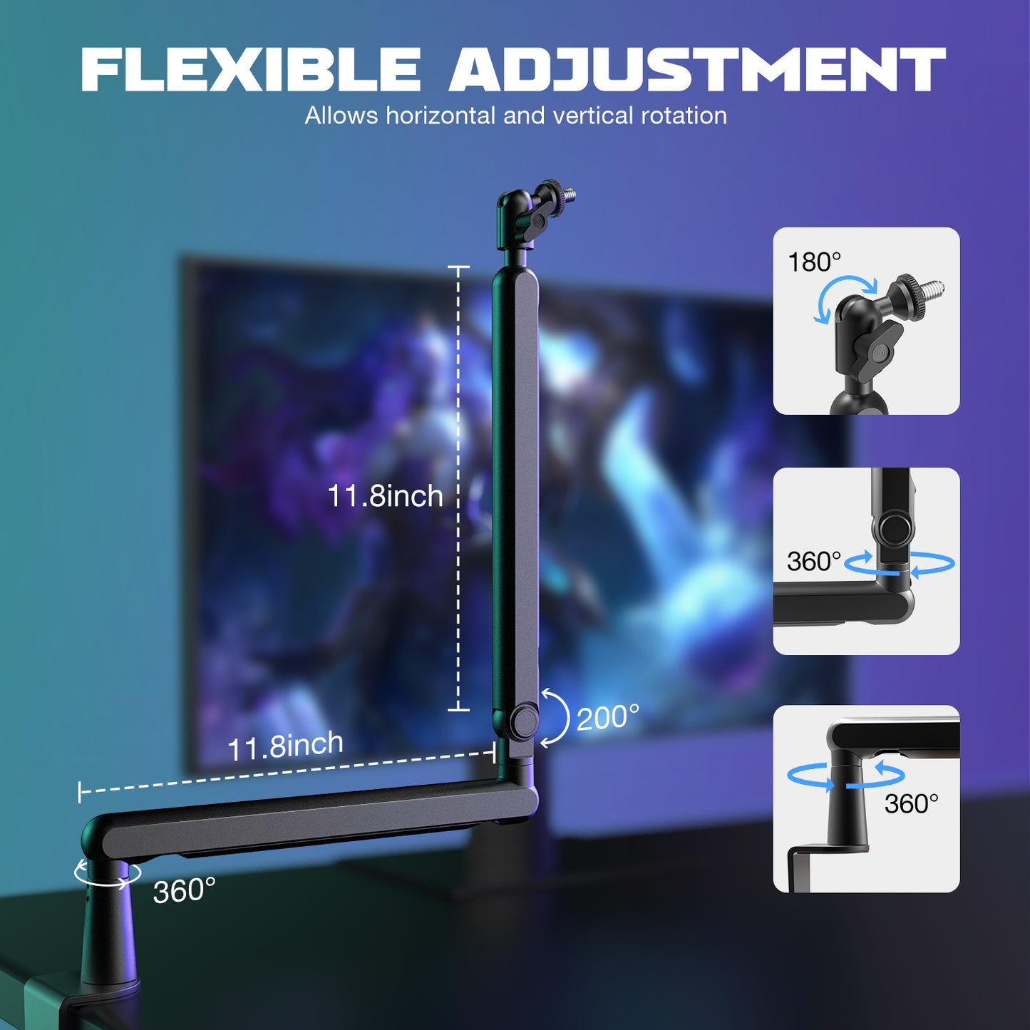 Professional Microphone Boom Arm Djustable Desk Mount Stand For Streaming Podcasting Cable Manageme 2