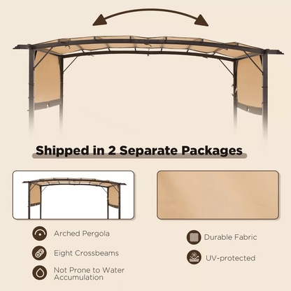 Outdoor Pergola Gazebo With Retractable Metal Canopy  Durable Steel Frame Shade For Patio Garden De 5