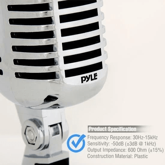 Pyle Retro Universal Compa HandheldStandHeld Mic Classic Dynamic Microphone For Singing Podcasts Ev 3