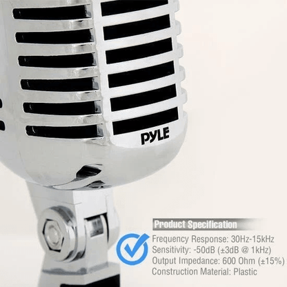 Pyle Retro Universal Compa HandheldStandHeld Mic Classic Dynamic Microphone For Singing Podcasts Ev 3