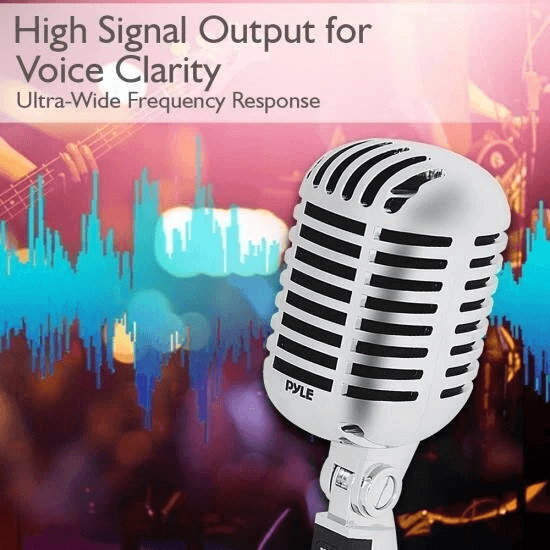 Pyle Retro Universal Compa HandheldStandHeld Mic Classic Dynamic Microphone For Singing Podcasts Ev 5