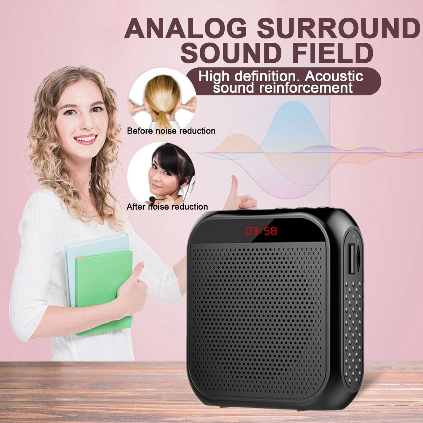 Portable Voice Amplifier with Microphone, 5W Bullhorn Megaphone for Teachers, Tour Guides & Public Speaking