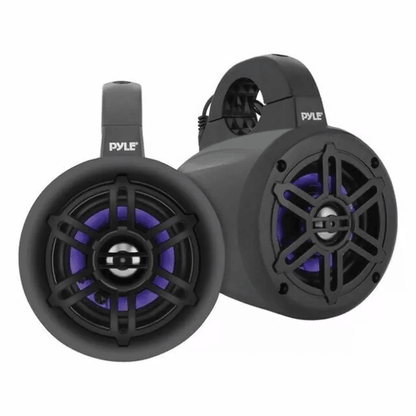 Pyle Bluetooth Ready Marine Tower Speakers with LED Lights, Waterproof Wakeboard Speakers for Boat & Outdoor Audio