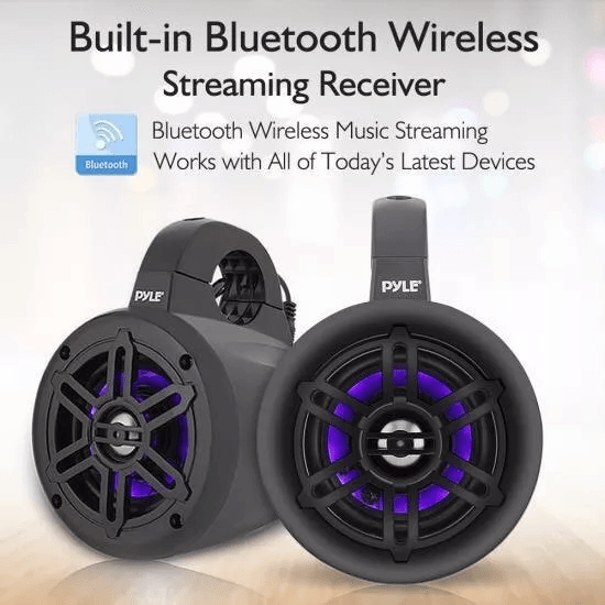 Pyle Bluetooth Ready Marine Tower Speakers With LED Lights Waterproof Wakeboard Speakers For Boat   2