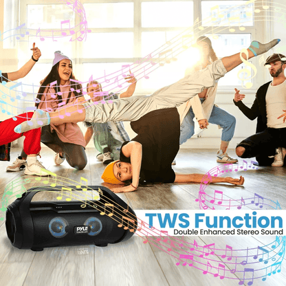 Portable Pyle Bluetooth BoomBox Waterproof Stereo Speaker With RGB Lights  FM Radio 2