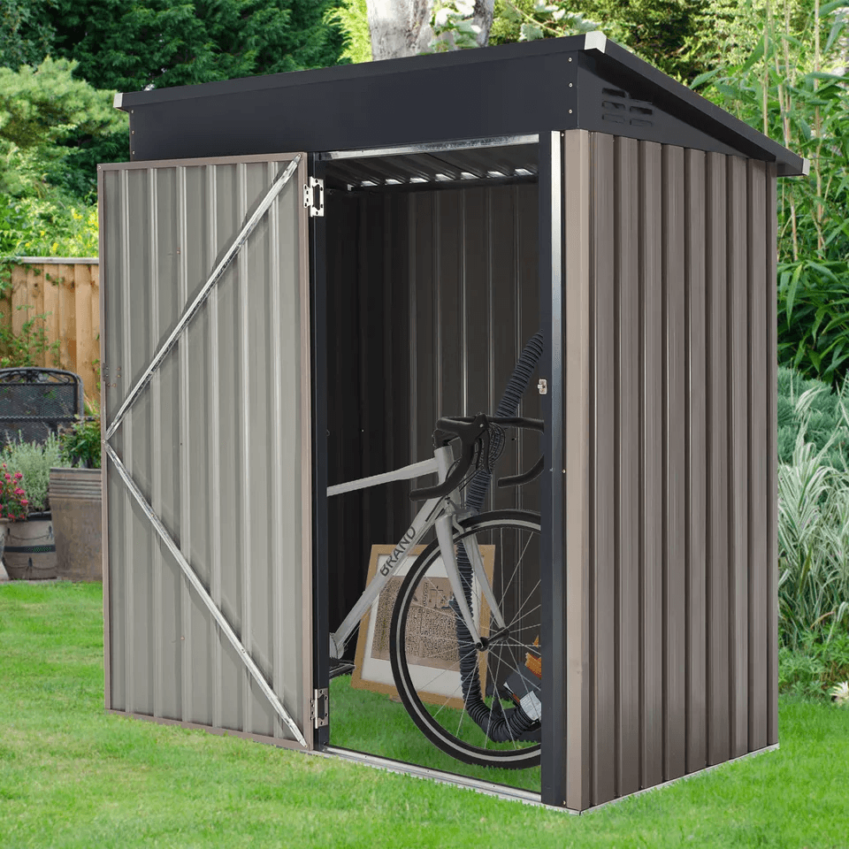 Outdoor Metal Storage Shed With Lockable Door WeatherResistant Steel Tool Shed For Backyard  Garden 5