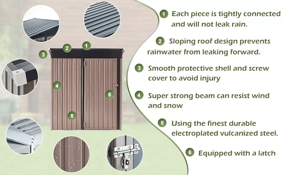 Outdoor Metal Storage Shed With Lockable Door WeatherResistant Steel Tool Shed For Backyard  Garden 8