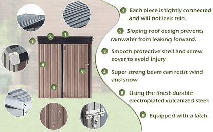 Outdoor Metal Storage Shed With Lockable Door WeatherResistant Steel Tool Shed For Backyard  Garden 8