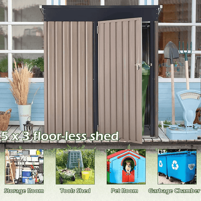 Outdoor Metal Storage Shed With Lockable Door WeatherResistant Steel Tool Shed For Backyard  Garden 3