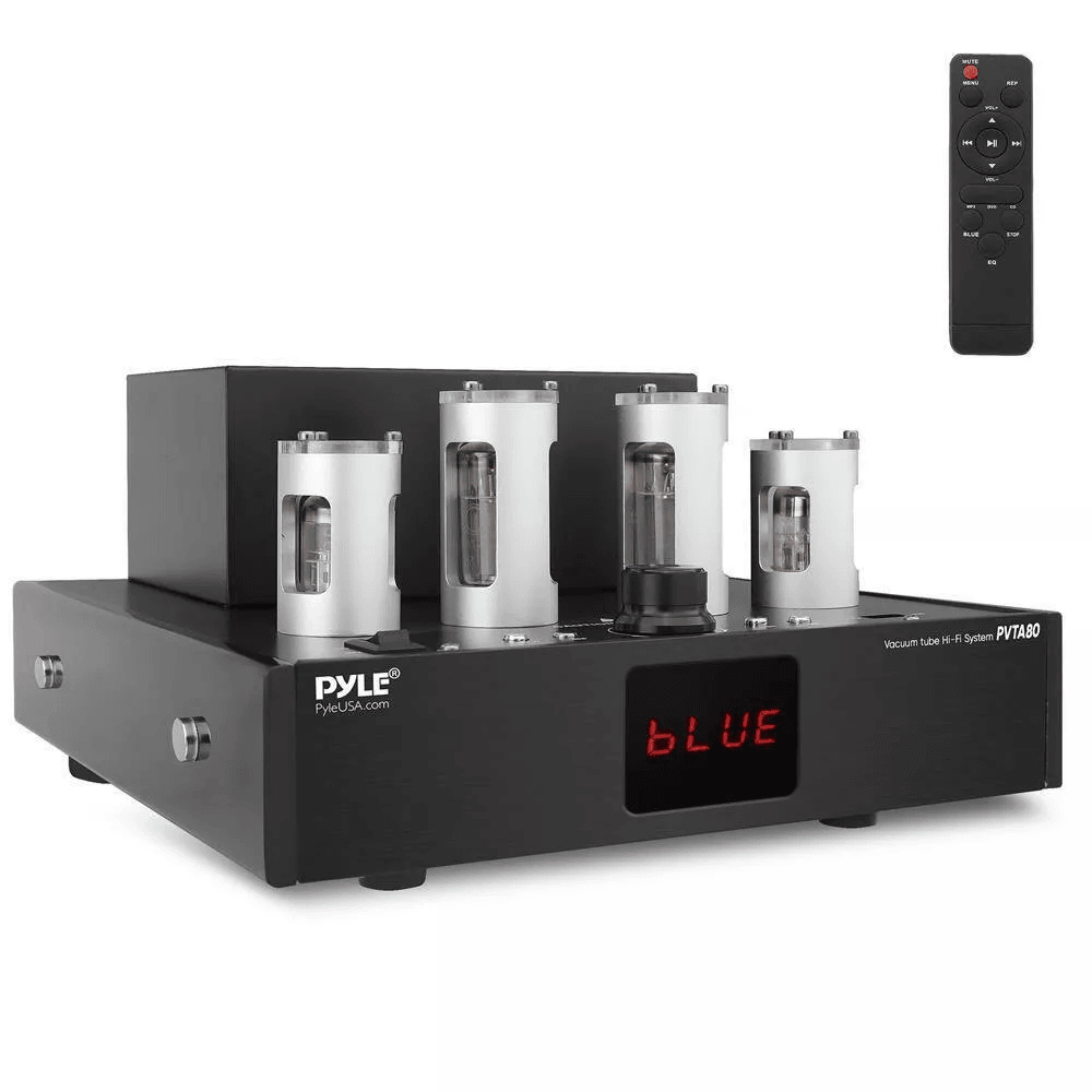 Pyle Home Theater Desktop Stereo Vacuum Tube HiFi Power Amplifier Receive Bluetooth USB CDDVD Input