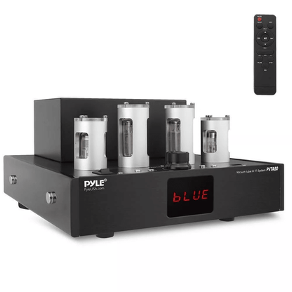 Pyle Home Theater Desktop Stereo Vacuum Tube HiFi Power Amplifier Receive Bluetooth USB CDDVD Input