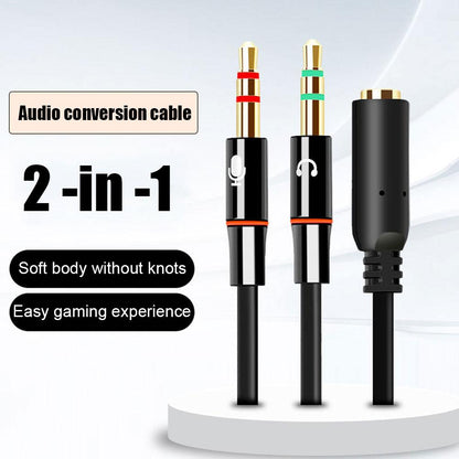 Computer Audio Splitter 3.5mm Headphone Mic Splitter for PC, Laptop, Gaming & Streaming