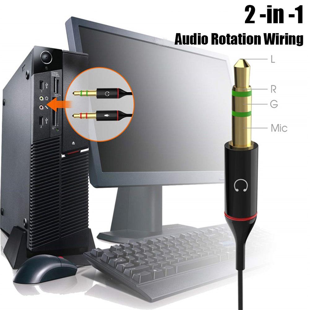 Computer Audio Splitter 3.5mm Headphone Mic Splitter for PC, Laptop, Gaming & Streaming