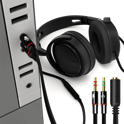 Computer Audio Splitter 3.5mm Headphone Mic Splitter for PC, Laptop, Gaming & Streaming