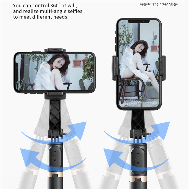 All In One Selfie Stick Tripod Roreta Bluetooth Gimbal Stabilizer Foldable Extendable  Wireless Rem 3
