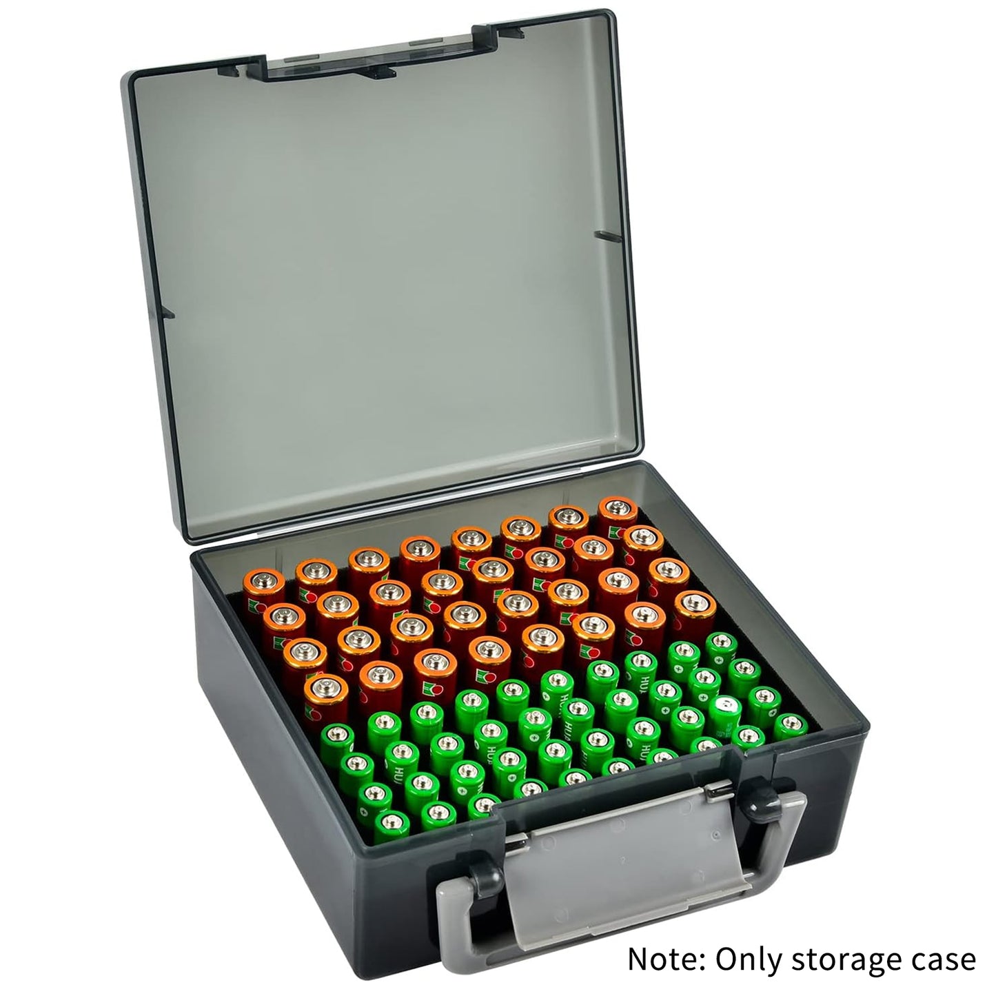 Battery Box Organizer, Holds 72 AA/AAA Batteries, Durable Storage Case Garage Container for Home & Travel