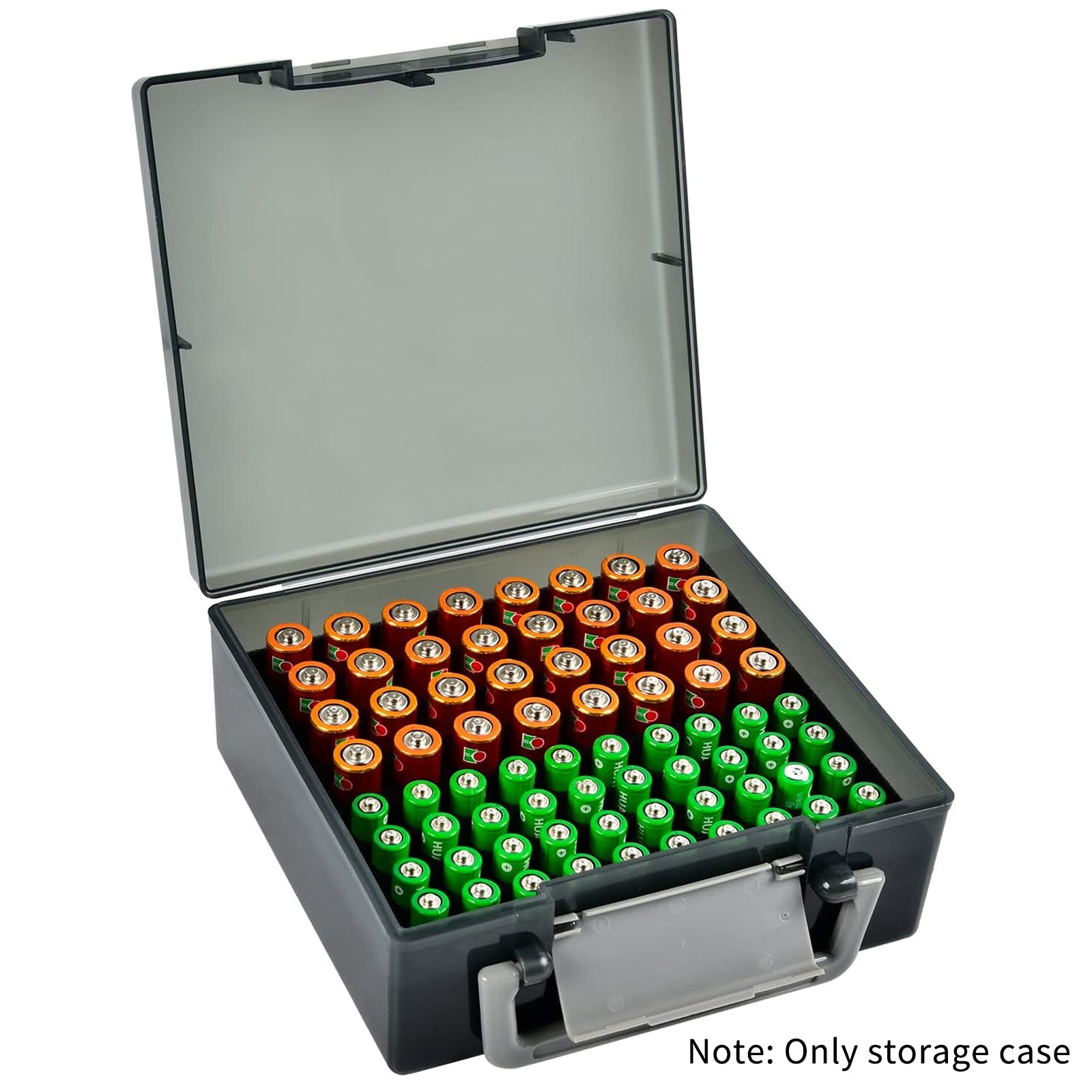 Battery Box Organizer, Holds 72 AA/AAA Batteries, Durable Storage Case Garage Container for Home & Travel