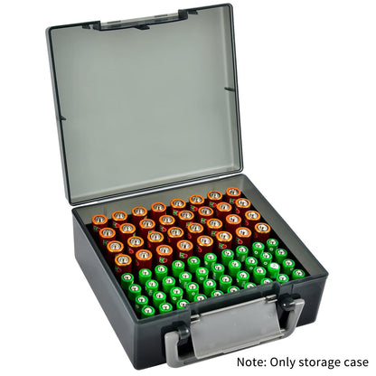 Battery Box Organizer, Holds 72 AA/AAA Batteries, Durable Storage Case Garage Container for Home & Travel