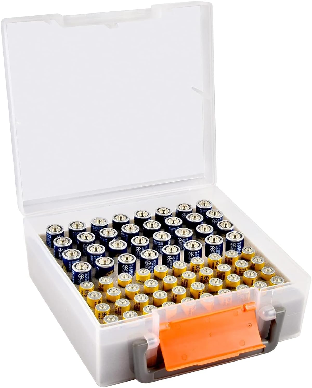 Battery Box Organizer, Holds 72 AA/AAA Batteries, Durable Storage Case Garage Container for Home & Travel
