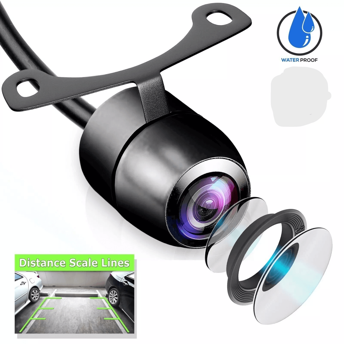 Waterproof Pyle Universal Mount Backup Camera, Front/Rear View CMD Color Camera with Night Vision & Wide Angle Lens