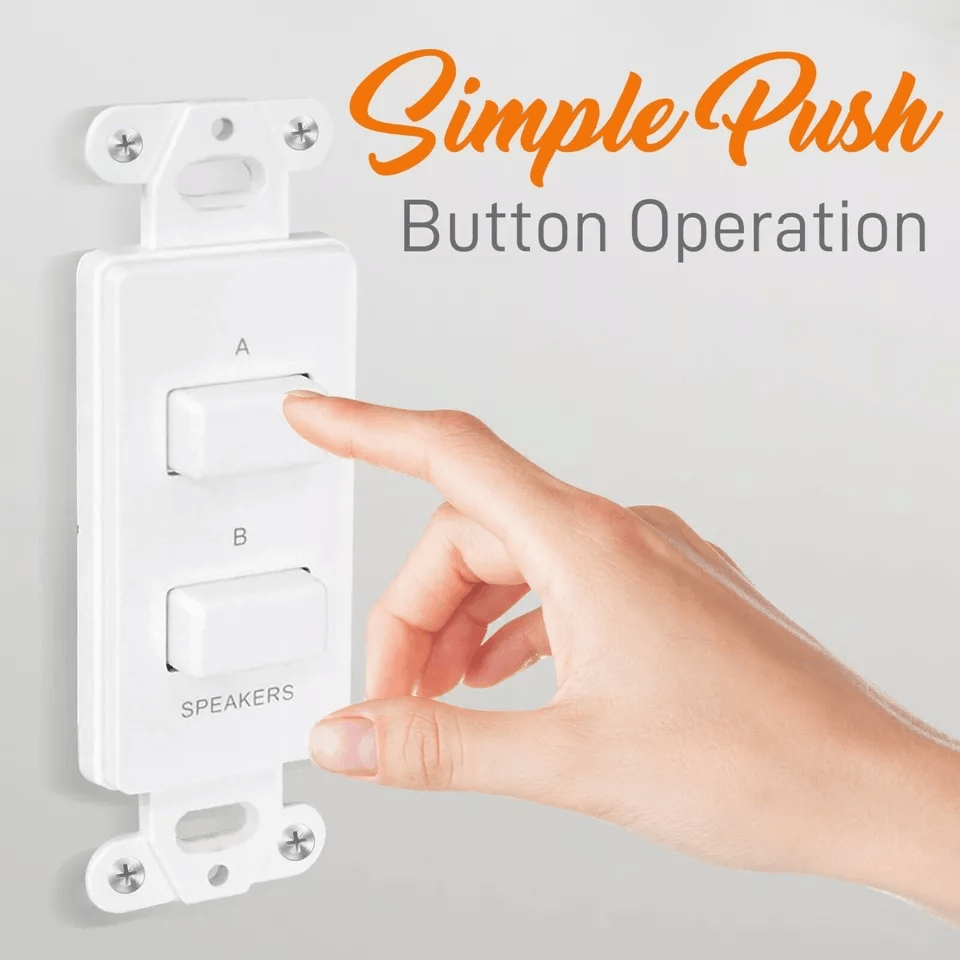 Pyle InWall Speaker Selector Switch Wall Plate Simple Universal Standard AB Audio Control For Multi