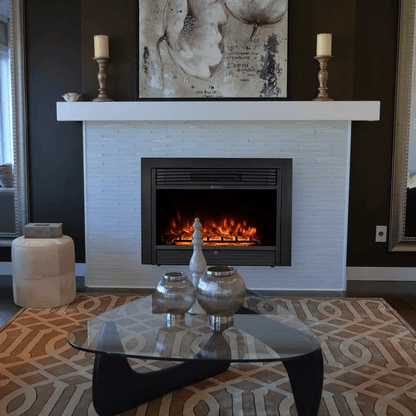 Electric Fireplace Insert  3Color Flame 750W1500W Heater Remote  Timer WallMounted Recessed Design 3