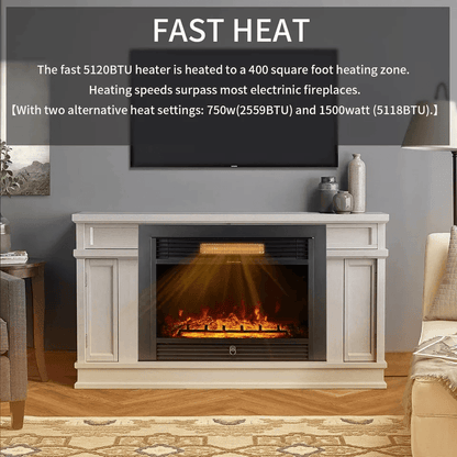 Electric Fireplace Insert  3Color Flame 750W1500W Heater Remote  Timer WallMounted Recessed Design 2