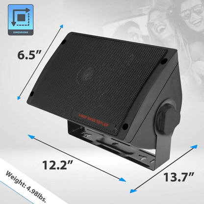 3Way Mini Box Speakers Versatile Car  Indoor Stereo Pair 5