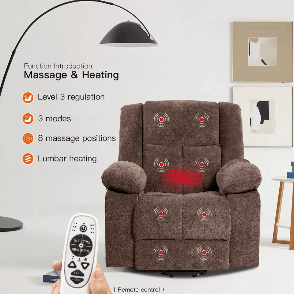 Electric Power Lift Recliner Chair With Massage HeatBig And Tall Reclining Sofa With Standing Assis 4