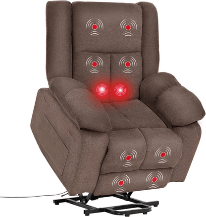 Electric Power Lift Recliner Chair with Massage HeatBig and Tall Reclining Sofa with Standing Assistance for Seniors