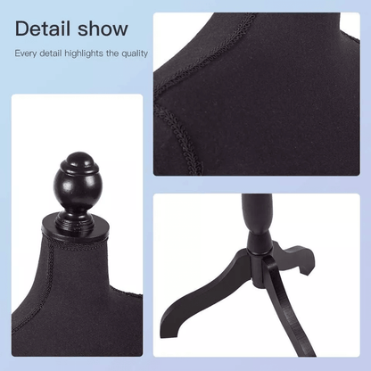 Female Mannequin Torso Dress Form Manikin Body With Adjustable Height  Wooden Tripod Base Stand For 4