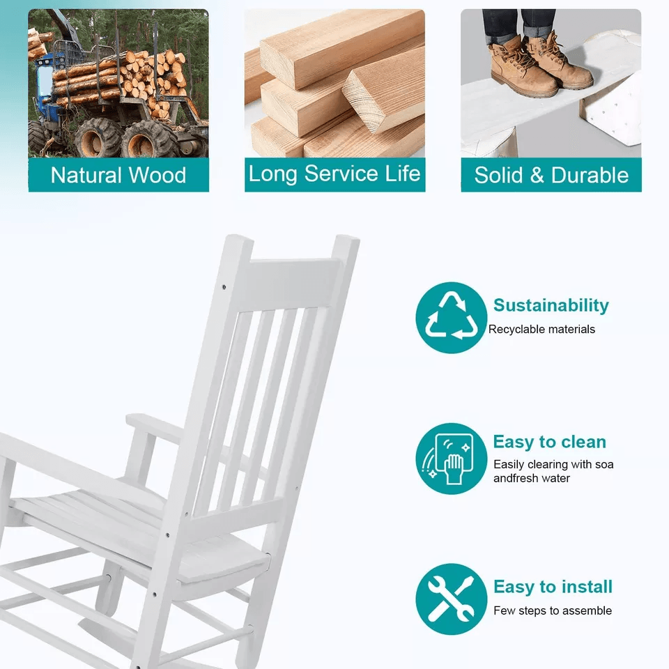 Outdoor Rocking Chair Patio Rocking Chair Porch Rocking WHigh Back Solid Wood Rocker Chairs For Gar 3