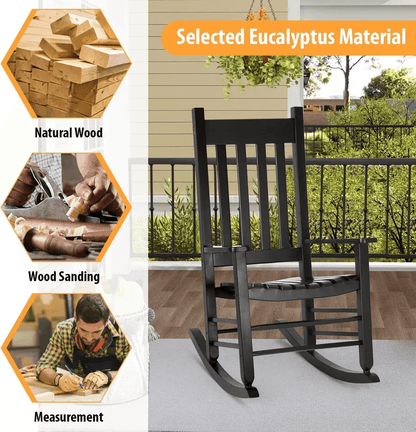 Outdoor Rocking Chair Patio Rocking Chair Porch Rocking WHigh Back Solid Wood Rocker Chairs For Gar 7