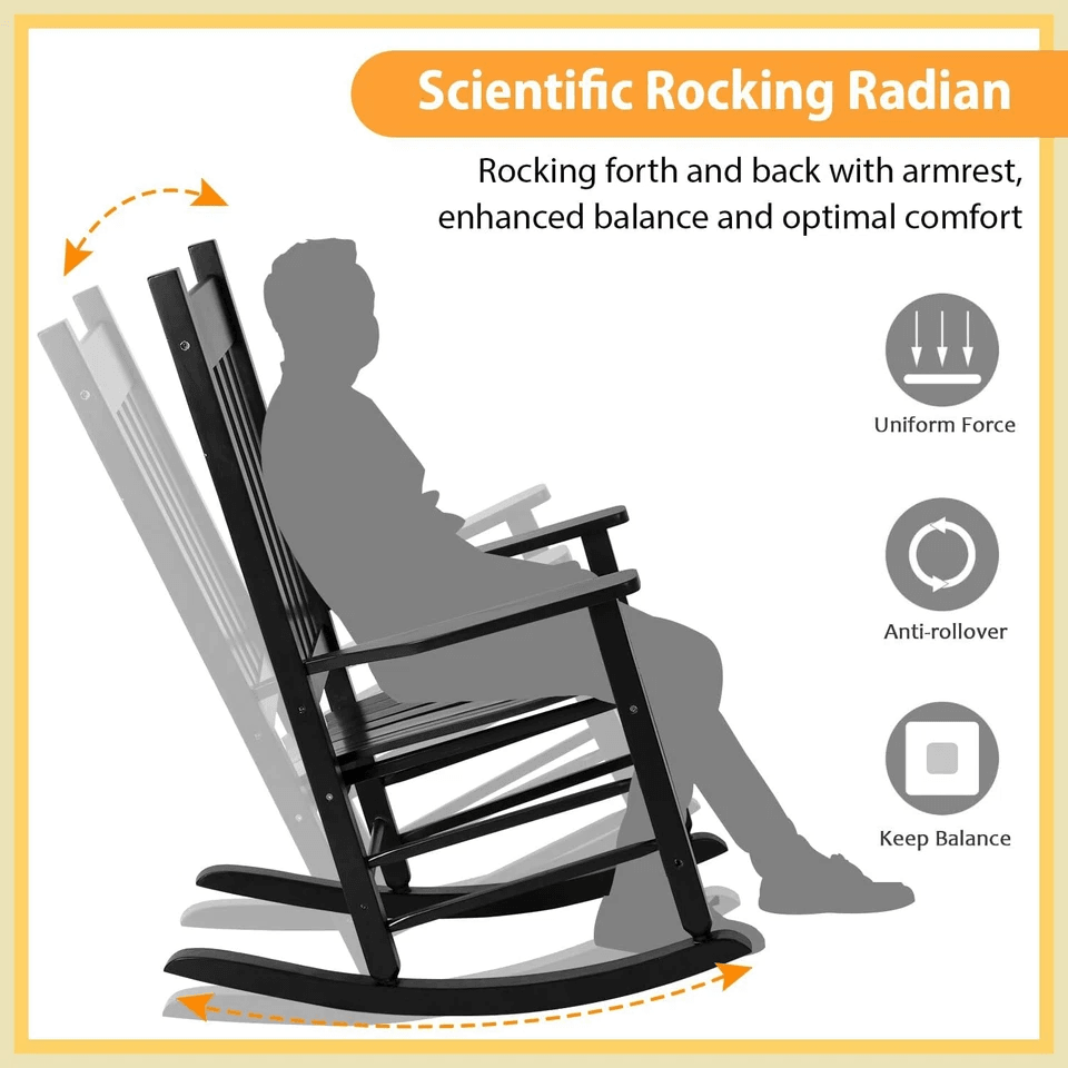 Outdoor Rocking Chair Patio Rocking Chair Porch Rocking WHigh Back Solid Wood Rocker Chairs For Gar 11