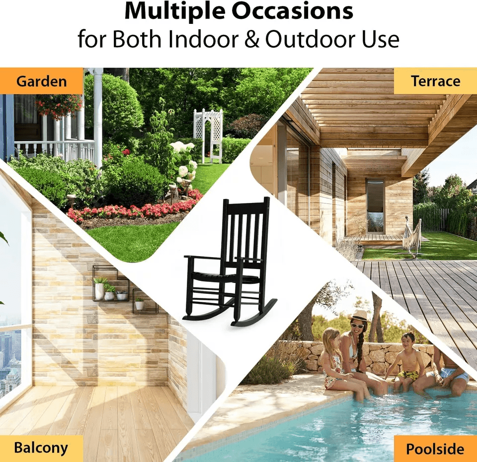 Outdoor Rocking Chair Patio Rocking Chair Porch Rocking WHigh Back Solid Wood Rocker Chairs For Gar 8