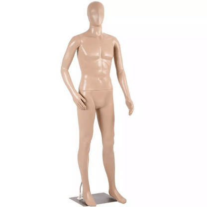 Male Full Body Realistic Mannequin Display with Head Turns, Adjustable Dress Form with Metal Base for Clothing Stores
