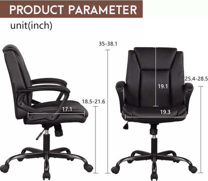 Executive Ergonomic Desk Chair Leather Home Office Task Chair With Wheels Adjustable Swivel Rolling 6