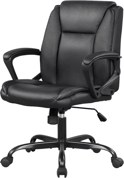 Executive Ergonomic Desk Chair Leather Home Office Task Chair With Wheels Adjustable Swivel Rolling 7