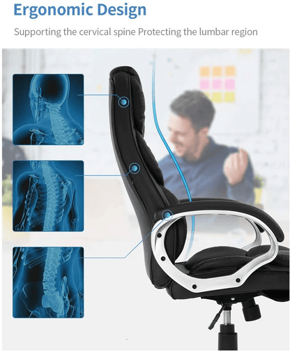 Premium High Back Leather Executive Office Chair Ergonomic Desk  Task Seating 4