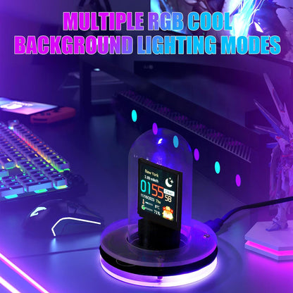 Smart Glow Tube Clock WiFi Bitcoin Tracker Cyberpunk Digital Weather Clock With IoT Compatibility 3