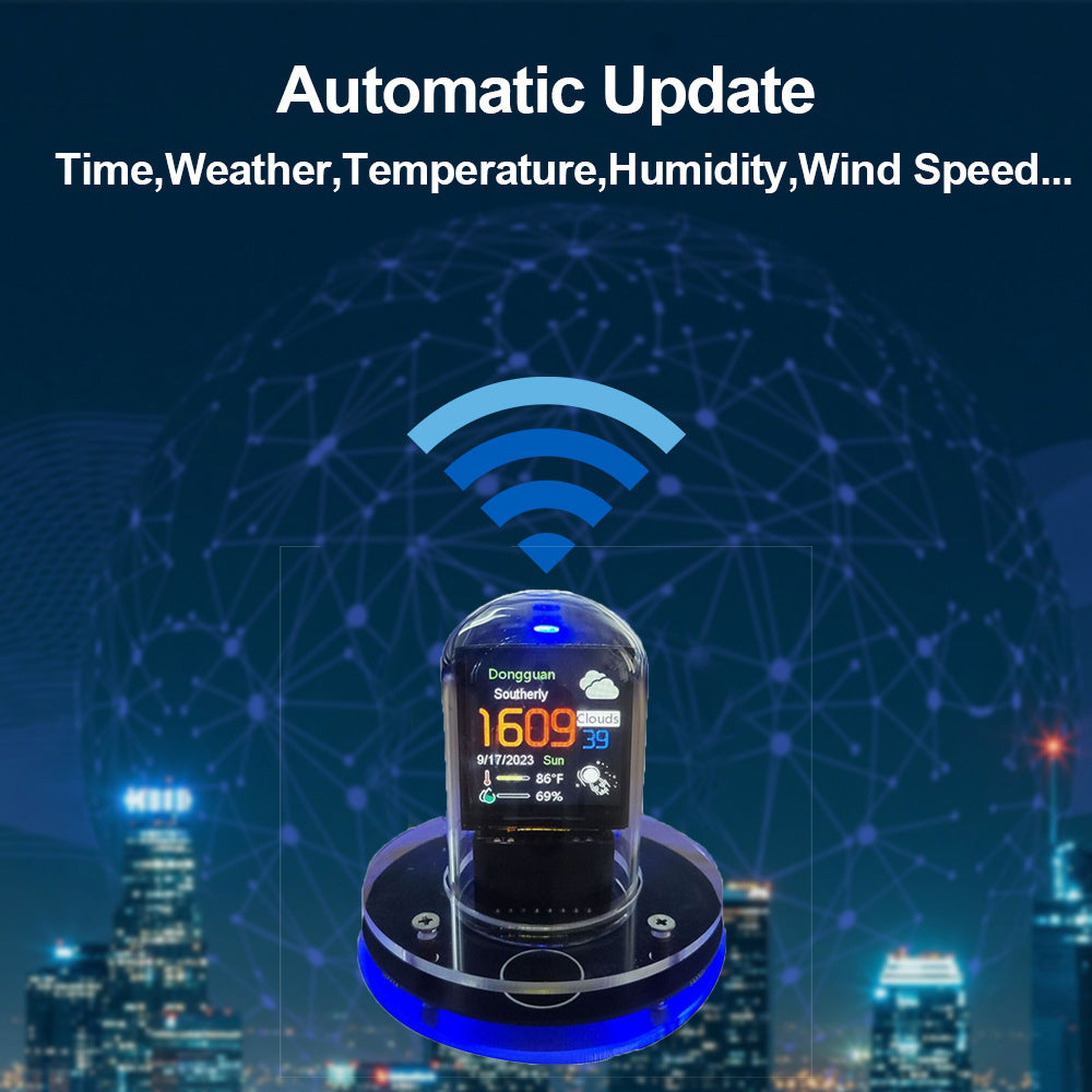 Smart Glow Tube Clock WiFi Bitcoin Tracker Cyberpunk Digital Weather Clock With IoT Compatibility 4