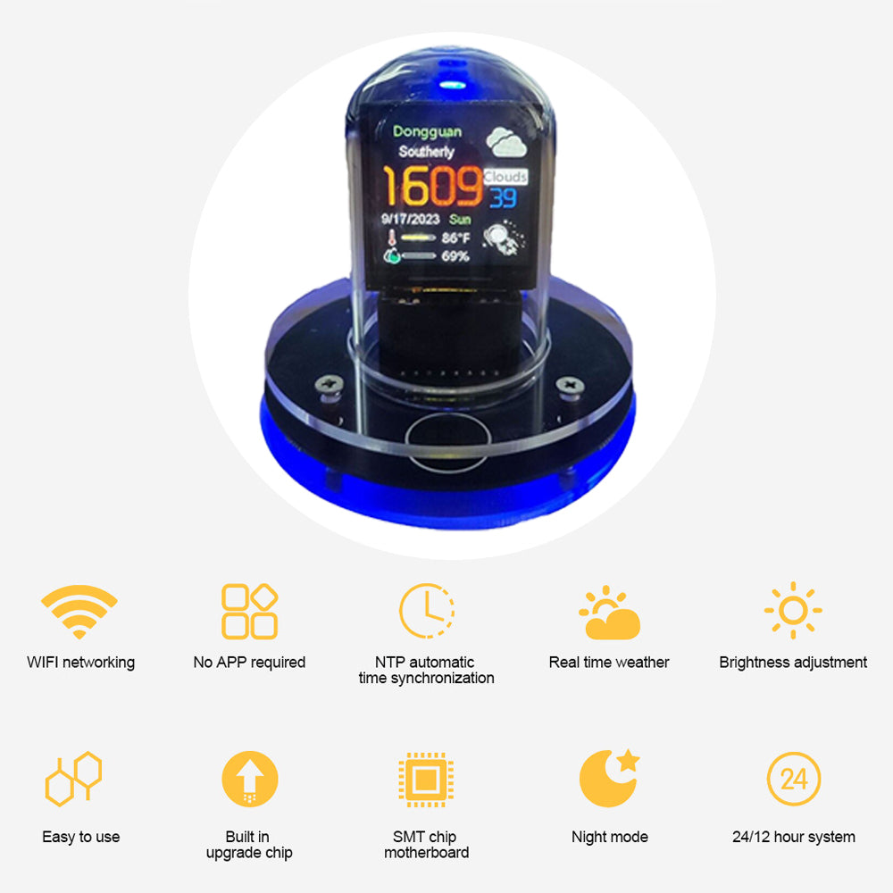 Smart Glow Tube Clock WiFi Bitcoin Tracker Cyberpunk Digital Weather Clock With IoT Compatibility 5