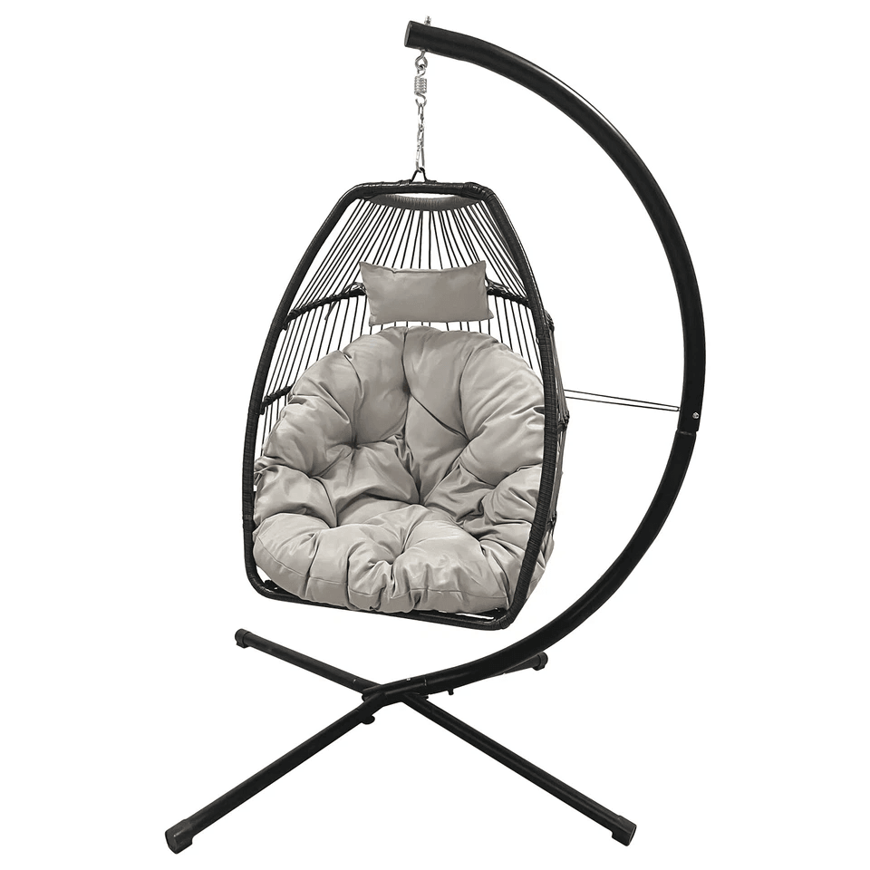 Premium Egg Hammock Basket Chair Hanging Swing Chair With UV Resistant Cushion And Stand Indoor Out 6