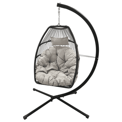 Premium Egg Hammock Basket Chair Hanging Swing Chair With UV Resistant Cushion And Stand Indoor Out 6