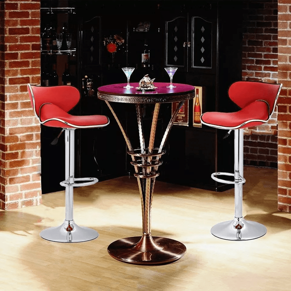 Counter Height Bar Stools Set Of 2 Adjustable Barstools With Backrest Footrest Leather Dinning Chai 2