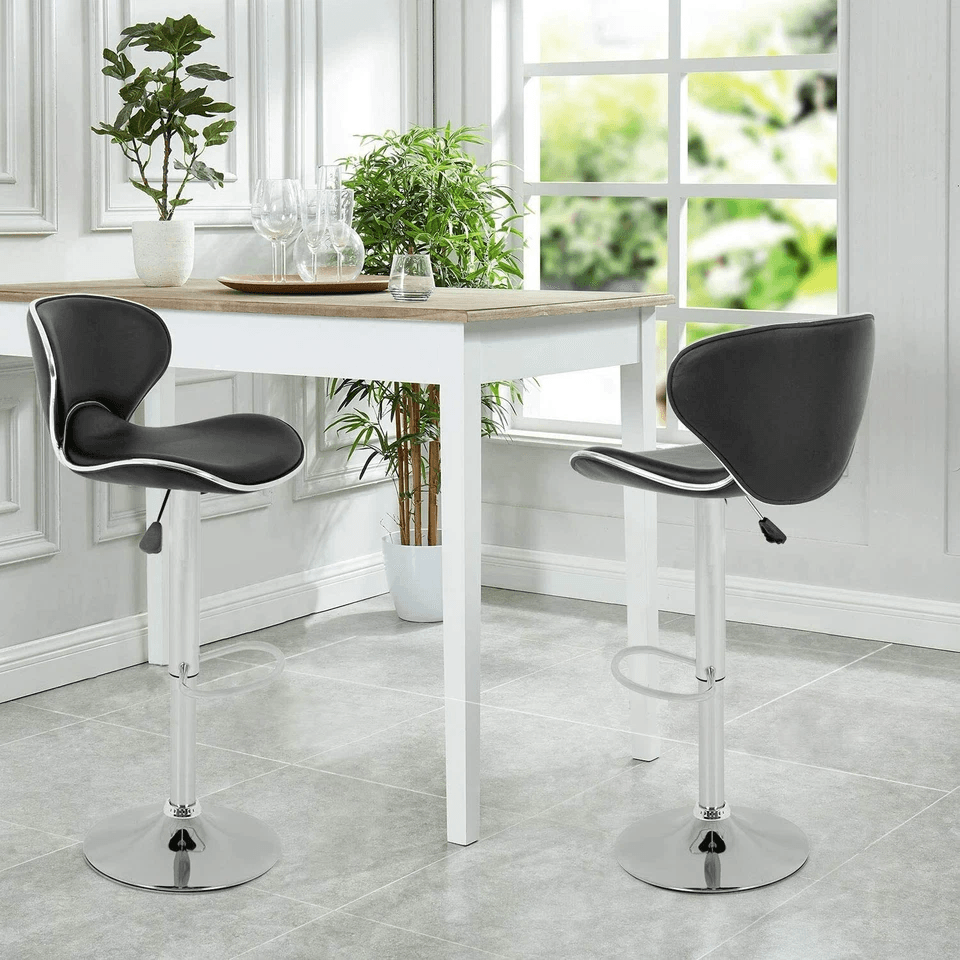 Counter Height Bar Stools Set Of 2 Adjustable Barstools With Backrest Footrest Leather Dinning Chai 10